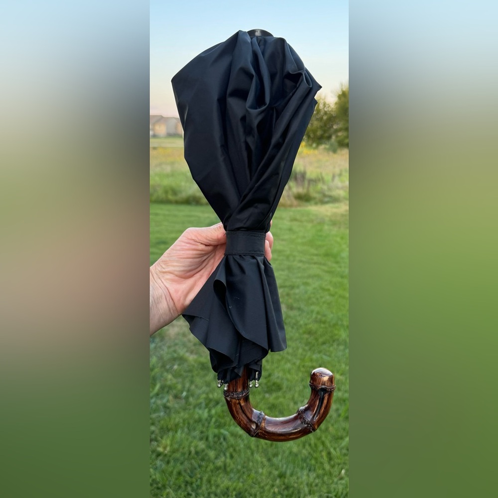 Vintage KNIRPS Black Italian Handl Umbrella